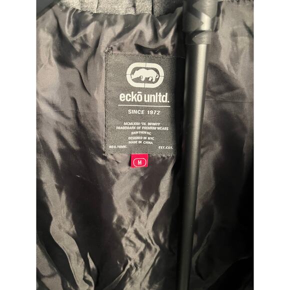 Ecko Unltd Black Puffer Vest Size M Hooded Zip Front Streetwear Jacket Men's - Picture 3 of 6